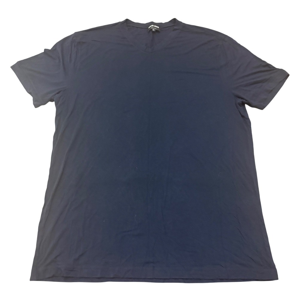 Giorgio Armani Mens  XL V-Neck T-Shirt Navy Made In Italy Quiet Luxury Basic